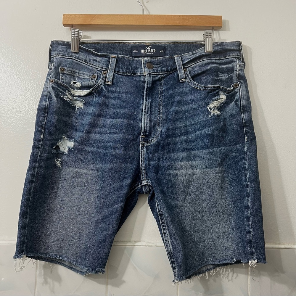 Hollister Epic Flex Jean Shorts Men’s 32 Skinny Distressed Denim Casual Y2K